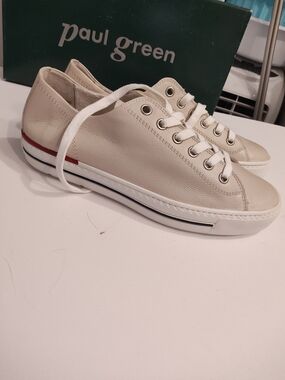 Paul Green Men's Beige Leather Low-Top Sneakers